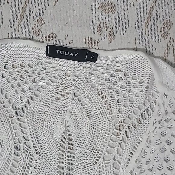 1668 Women TODAY Lace Cardigan White ize Medium - Picture 8 of 13